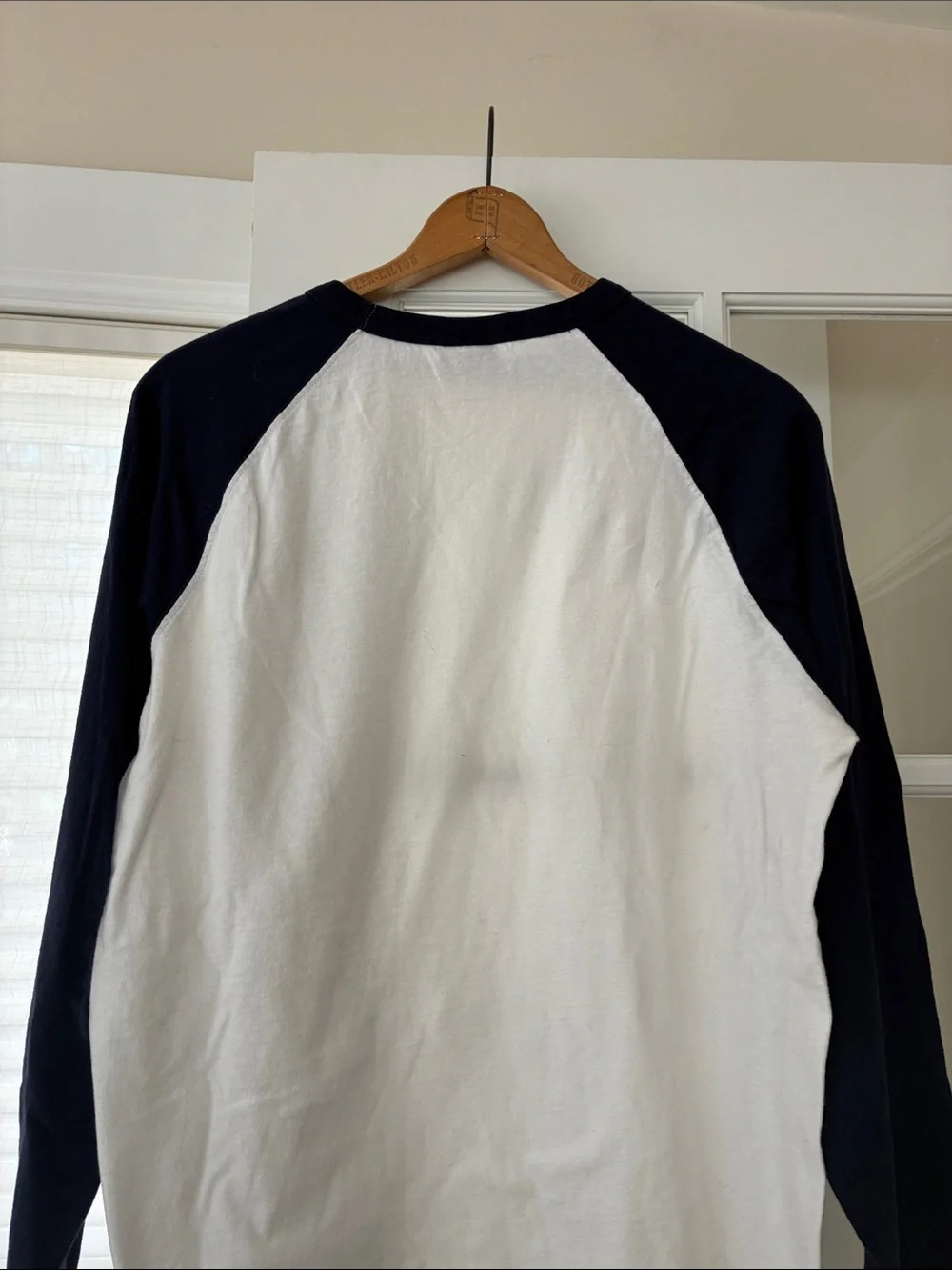 Ralph Lauren White Body Navy Raglan Long-Sleeve Crewneck